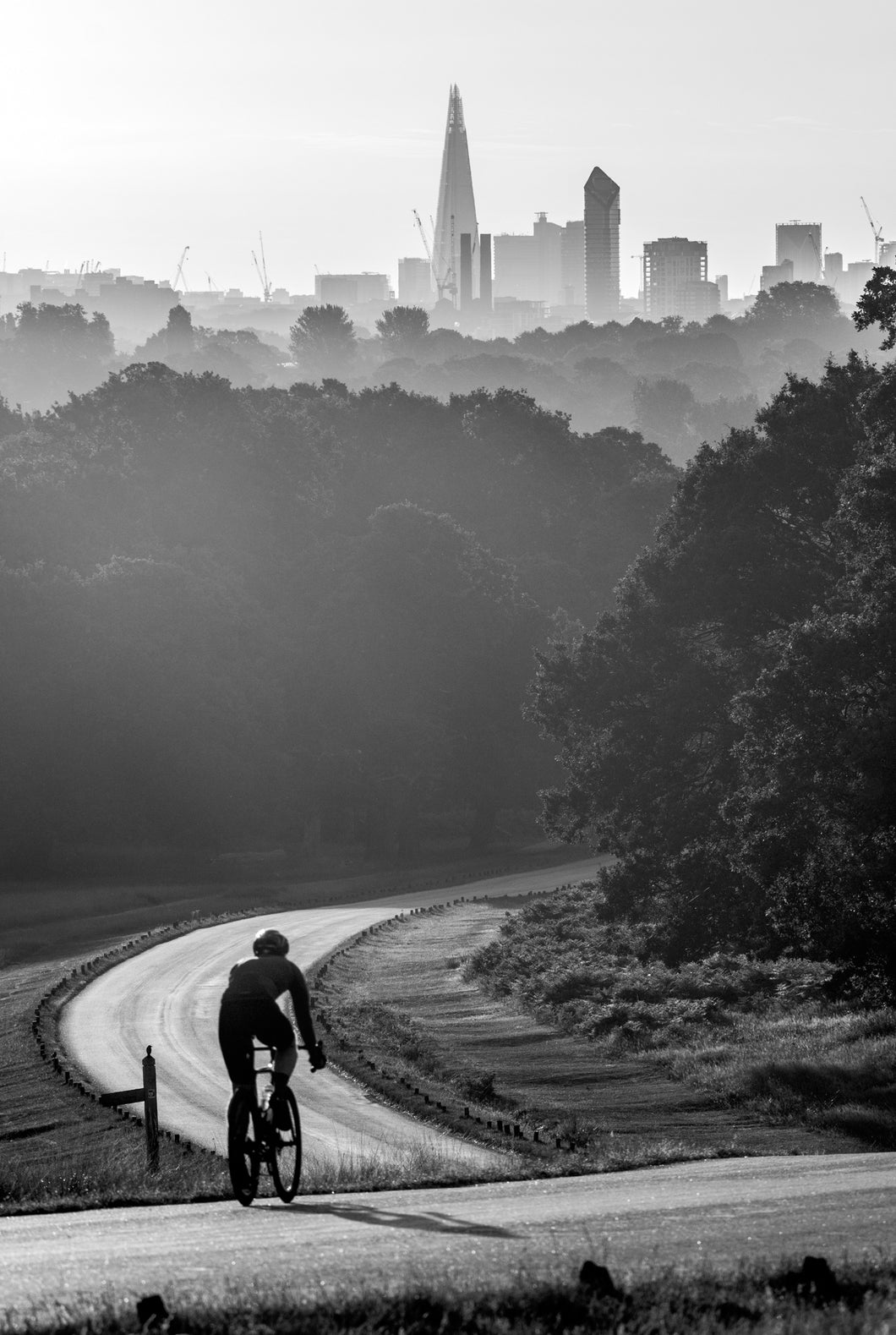 Cyclist at Dawn, Sawyers Hill, Richmond Park