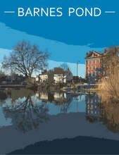Load image into Gallery viewer, Barnes Pond Reflections Poster London Art Gift
