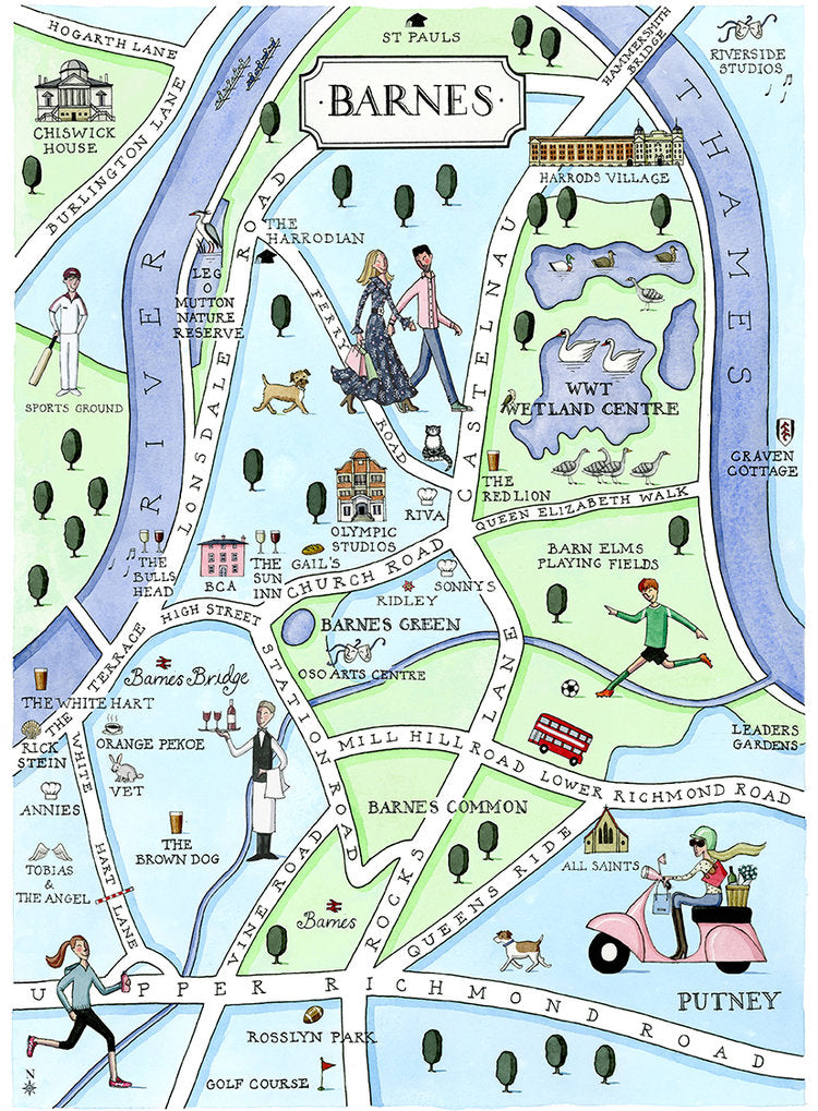 My　Map　Richmond　Barnes　–　London　Print