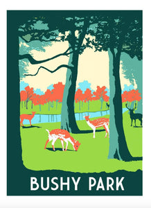Bushy Park Screen Print, A3 Art Illustration