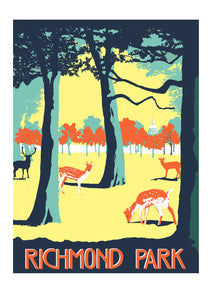 Richmond Park Screen Print, A3 Art Illustration