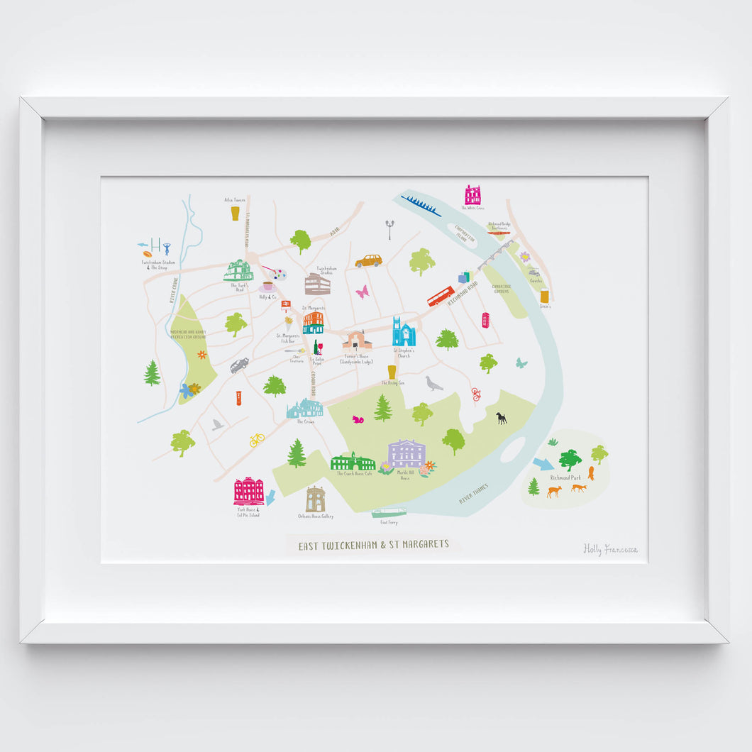 St Margarets Map Art Print